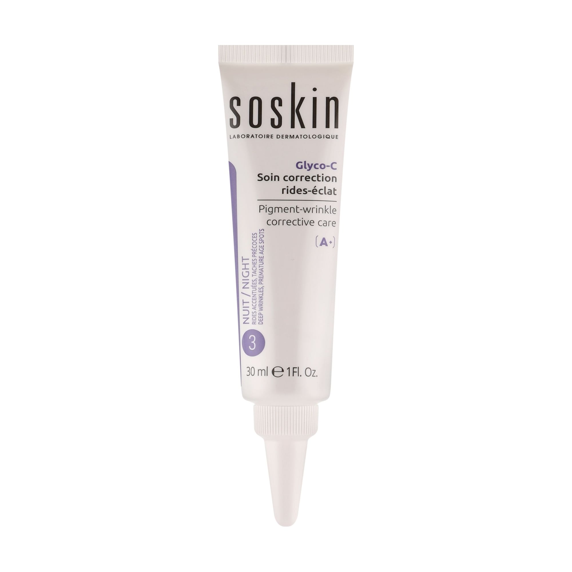 Нічний коригувальний крем для обличчя Soskin Pigment-Wrinkle Corrective Care Glyco-C проти зморщок та пігментації, 30 мл